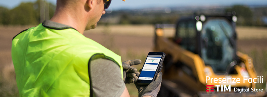 dipendente effettua la timbratura online zona cantiere