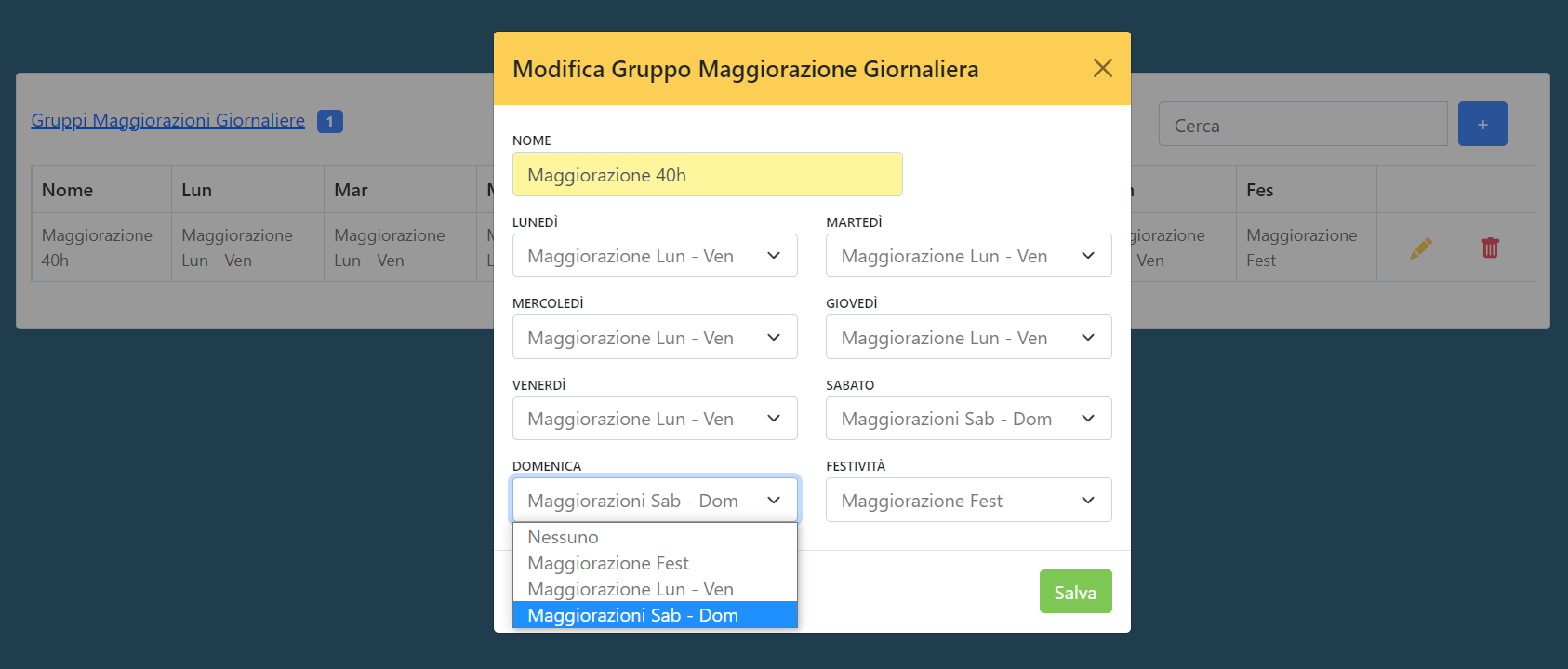 maggiorazioni settimana
