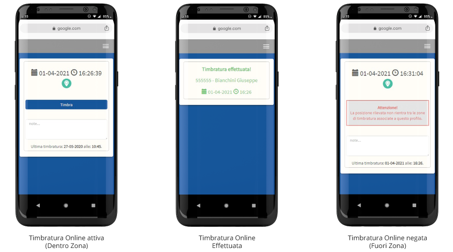 timbratura online zona smartphone